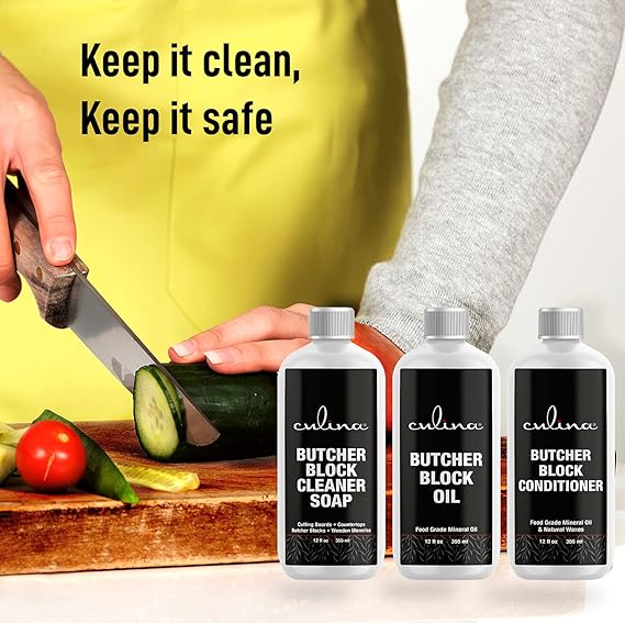 Culina Food-Grade Mineral Oil, Soap & Conditioner for Cutting Boards, Countertops & Butcher Blocks