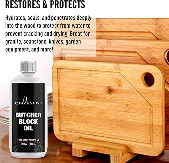 Culina Butcher Block Oil For Cutting Boards, Countertops, Butcher Blocks & More