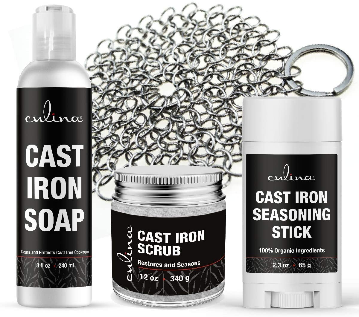 Culina Cast Iron Seasoning Stick | Soap | Restoring Scrub | Stainless Scrubber | All Natural Ingredients | Best for Cleaning, Non-stick Cooking & Restoring | for Cast Iron Cookware, Skillets, Pans & Grills!… - Livananatural