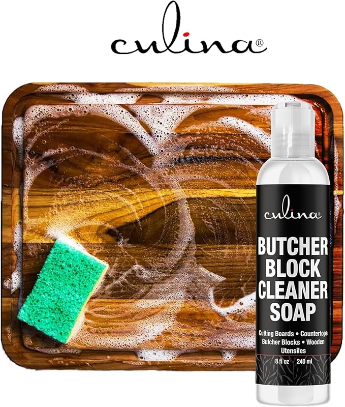 Culina Butcher Block Cleaner Soap For Cutting Boards, Butcher Blocks, Countertops & Wooden Utensils
