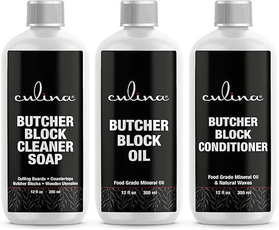 Culina Food-Grade Mineral Oil, Soap & Conditioner for Cutting Boards, Countertops & Butcher Blocks