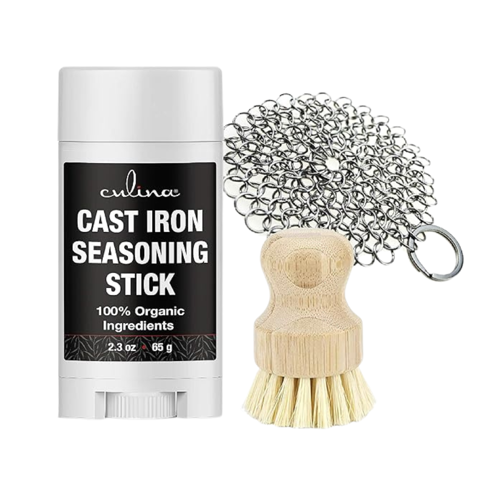 Cast Iron Seasoning Stick & brush & stainless Scrubber